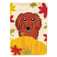 Load image into Gallery viewer, Longhair Red Dachshund Thanksgiving Flag Canvas House Size BB2020CHF