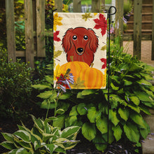 Load image into Gallery viewer, Longhair Red Dachshund Thanksgiving Garden Flag – Decorative Outdoor Yard Flag BB2020GF