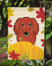 Load image into Gallery viewer, Longhair Red Dachshund Thanksgiving Garden Flag – Decorative Outdoor Yard Flag BB2020GF