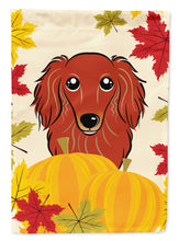 Load image into Gallery viewer, Longhair Red Dachshund Thanksgiving Garden Flag – Decorative Outdoor Yard Flag BB2020GF