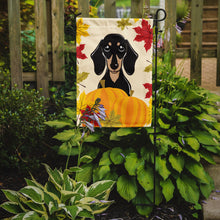 Load image into Gallery viewer, Smooth Black and Tan Dachshund Thanksgiving Garden Flag – Decorative Outdoor Yard Flag BB2021GF