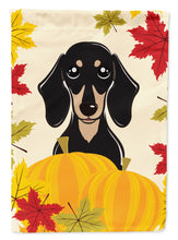 Load image into Gallery viewer, Smooth Black and Tan Dachshund Thanksgiving Garden Flag – Decorative Outdoor Yard Flag BB2021GF