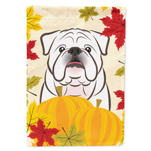 Load image into Gallery viewer, White English Bulldog  Thanksgiving Flag Canvas House Size BB2026CHF