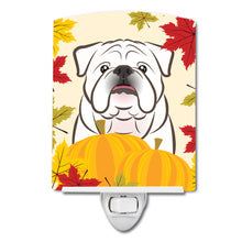Load image into Gallery viewer, White English Bulldog  Thanksgiving Ceramic Night Light BB2026CNL