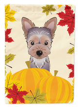 Load image into Gallery viewer, Yorkie Puppy Thanksgiving Flag Canvas House Size BB2038CHF