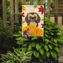 Load image into Gallery viewer, Chocolate Brown Shih Tzu Thanksgiving Garden Flag – Decorative Outdoor Yard Flag BB2055GF