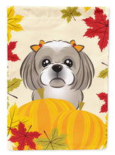 Load image into Gallery viewer, Gray Silver Shih Tzu Thanksgiving Garden Flag – Decorative Outdoor Yard Flag BB2056GF
