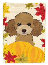 Load image into Gallery viewer, Chocolate Brown Poodle Thanksgiving Flag Canvas House Size BB2062CHF