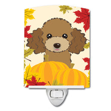 Load image into Gallery viewer, Chocolate Brown Poodle Thanksgiving Ceramic Night Light BB2062CNL