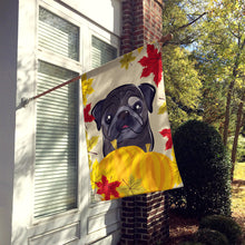 Load image into Gallery viewer, Black Pug Thanksgiving Flag Canvas House Size BB2069CHF