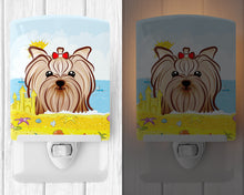 Load image into Gallery viewer, Yorkie Yorkishire Terrier Summer Beach Ceramic Night Light BB2072CNL