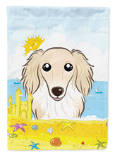 Load image into Gallery viewer, Longhair Creme Dachshund Summer Beach Garden Flag – Decorative Outdoor Yard Flag BB2080GF