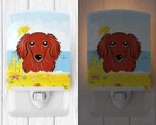 Load image into Gallery viewer, Longhair Red Dachshund Summer Beach Ceramic Night Light BB2082CNL
