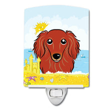 Load image into Gallery viewer, Longhair Red Dachshund Summer Beach Ceramic Night Light BB2082CNL