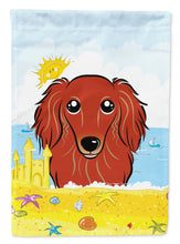 Load image into Gallery viewer, Longhair Red Dachshund Summer Beach Garden Flag – Decorative Outdoor Yard Flag BB2082GF