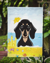 Load image into Gallery viewer, Smooth Black and Tan Dachshund Summer Beach Garden Flag – Decorative Outdoor Yard Flag BB2083GF
