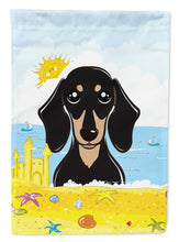 Load image into Gallery viewer, Smooth Black and Tan Dachshund Summer Beach Garden Flag – Decorative Outdoor Yard Flag BB2083GF