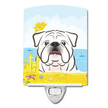Load image into Gallery viewer, White English Bulldog  Summer Beach Ceramic Night Light BB2088CNL
