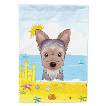Load image into Gallery viewer, Yorkie Puppy Summer Beach Flag Canvas House Size BB2100CHF