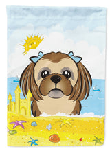 Load image into Gallery viewer, Chocolate Brown Shih Tzu Summer Beach Garden Flag – Decorative Outdoor Yard Flag BB2117GF