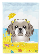 Load image into Gallery viewer, Gray Silver Shih Tzu Summer Beach Garden Flag – Decorative Outdoor Yard Flag BB2118GF