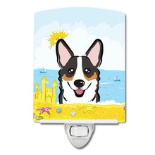 Load image into Gallery viewer, Tricolor Corgi Summer Beach Ceramic Night Light BB2123CNL