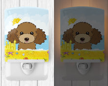 Load image into Gallery viewer, Chocolate Brown Poodle Summer Beach Ceramic Night Light BB2124CNL