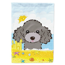 Load image into Gallery viewer, Silver Gray Poodle Summer Beach Flag Canvas House Size BB2127CHF