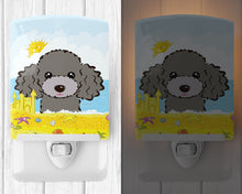 Load image into Gallery viewer, Silver Gray Poodle Summer Beach Ceramic Night Light BB2127CNL