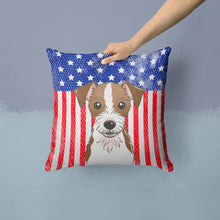 Load image into Gallery viewer, American Flag and Jack Russell Terrier Throw Pillow - 14x14 Decorative Pillow – Art for Your Home &amp; Patio BB2132PW1414