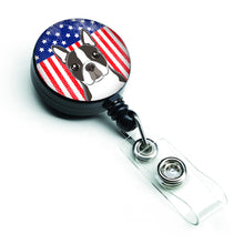 Load image into Gallery viewer, American Flag and Boston Terrier Retractable Badge Reel BB2133BR