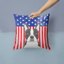 Load image into Gallery viewer, American Flag and Boston Terrier Throw Pillow - 14x14 Decorative Pillow – Art for Your Home &amp; Patio BB2133PW1414