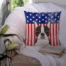 Load image into Gallery viewer, American Flag and Boston Terrier Throw Pillow - 14x14 Decorative Pillow – Art for Your Home &amp; Patio BB2133PW1414