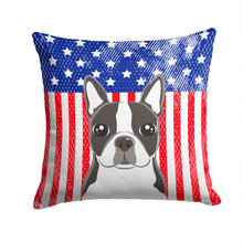 Load image into Gallery viewer, American Flag and Boston Terrier Throw Pillow - 14x14 Decorative Pillow – Art for Your Home &amp; Patio BB2133PW1414