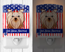 Load image into Gallery viewer, American Flag and Yorkie Yorkishire Terrier Ceramic Night Light BB2134CNL