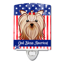 Load image into Gallery viewer, American Flag and Yorkie Yorkishire Terrier Ceramic Night Light BB2134CNL