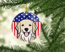 Load image into Gallery viewer, American Flag and Golden Retriever Ceramic Ornament BB2135CO1