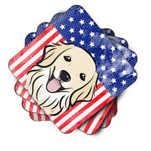 Load image into Gallery viewer, American Flag and Golden Retriever Foam Coaster