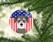 Load image into Gallery viewer, American Flag and Schnauzer Ceramic Ornament