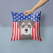 Load image into Gallery viewer, American Flag and Schnauzer Throw Pillow - 14x14 Decorative Pillow – Art for Your Home &amp; Patio BB2136PW1414
