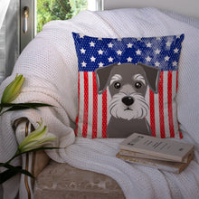 Load image into Gallery viewer, American Flag and Schnauzer Throw Pillow - 14x14 Decorative Pillow – Art for Your Home &amp; Patio BB2136PW1414