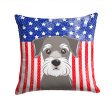 Load image into Gallery viewer, American Flag and Schnauzer Throw Pillow - 14x14 Decorative Pillow – Art for Your Home &amp; Patio BB2136PW1414