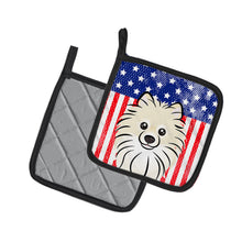 Load image into Gallery viewer, American Flag and Pomeranian Pot Holders - Set of 2 - Heat-Resistant Kitchen Essentials BB2137PTHD
