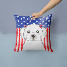 Load image into Gallery viewer, American Flag and Maltese Throw Pillow - 14x14 Decorative Pillow – Art for Your Home &amp; Patio BB2138PW1414