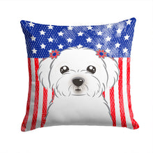 Load image into Gallery viewer, American Flag and Maltese Throw Pillow - 14x14 Decorative Pillow – Art for Your Home &amp; Patio BB2138PW1414