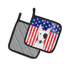 Load image into Gallery viewer, American Flag and Bull Terrier Pot Holders - Set of 2 - Heat-Resistant Kitchen Essentials BB2139PTHD