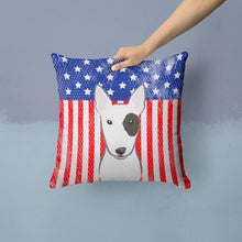 Load image into Gallery viewer, American Flag and Bull Terrier Throw Pillow - 14x14 Decorative Pillow – Art for Your Home &amp; Patio BB2139PW1414