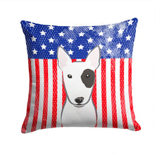 Load image into Gallery viewer, American Flag and Bull Terrier Throw Pillow - 14x14 Decorative Pillow – Art for Your Home &amp; Patio BB2139PW1414