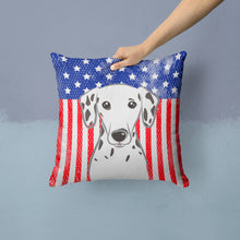 Load image into Gallery viewer, American Flag and Dalmatian Throw Pillow - 14x14 Decorative Pillow – Art for Your Home &amp; Patio BB2140PW1414