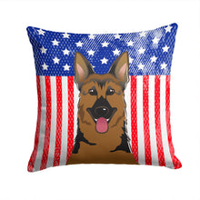 Load image into Gallery viewer, American Flag and German Shepherd Throw Pillow - 14x14 Decorative Pillow – Art for Your Home &amp; Patio BB2141PW1414